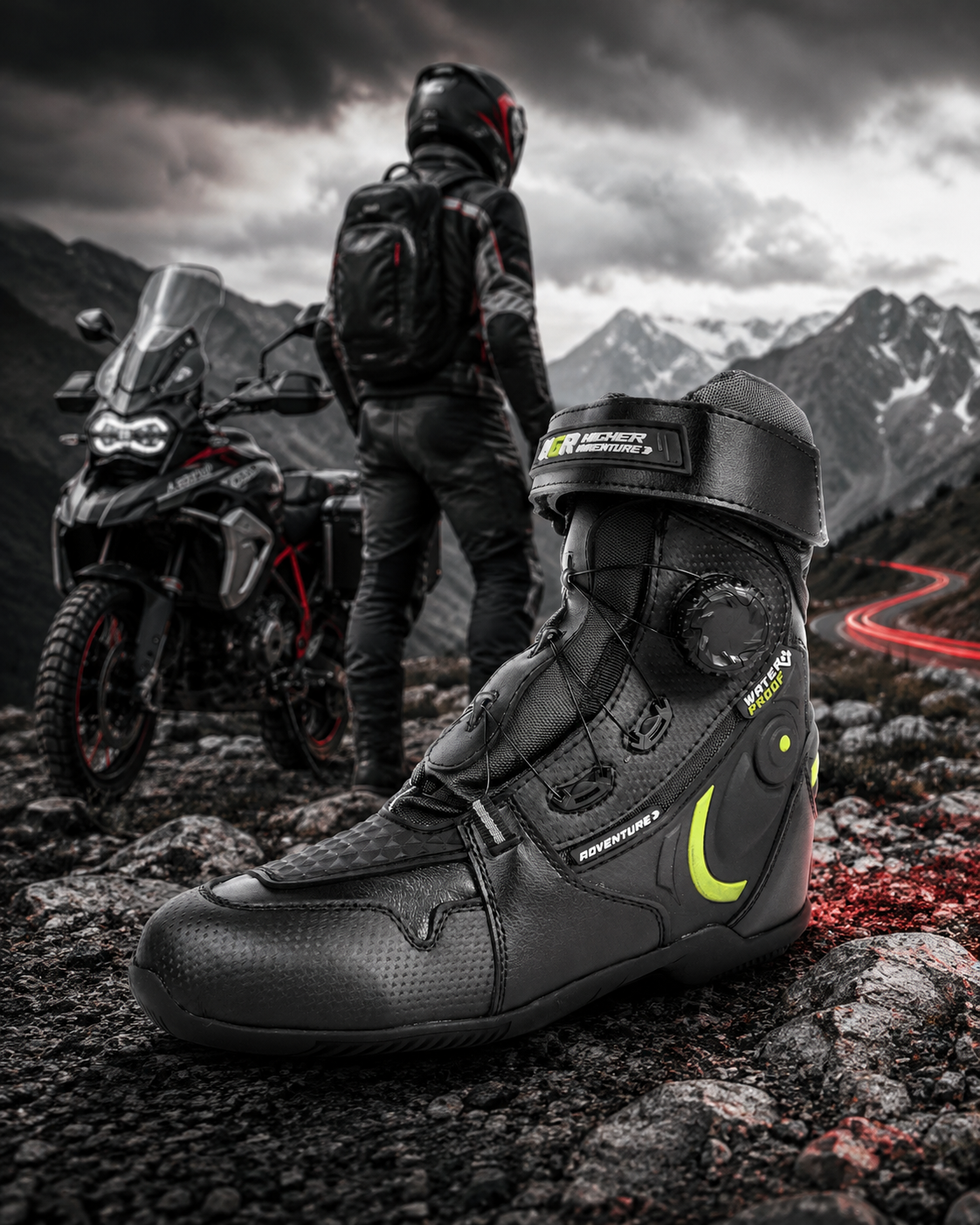 Motociclista HGR en ruta adventure touring