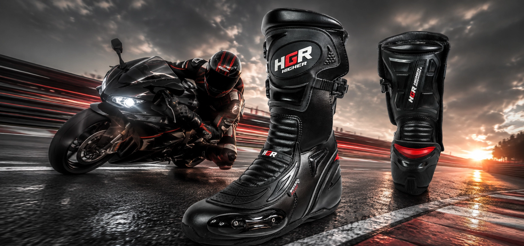 HGR Racing, bota para conducción deportiva en motocicleta