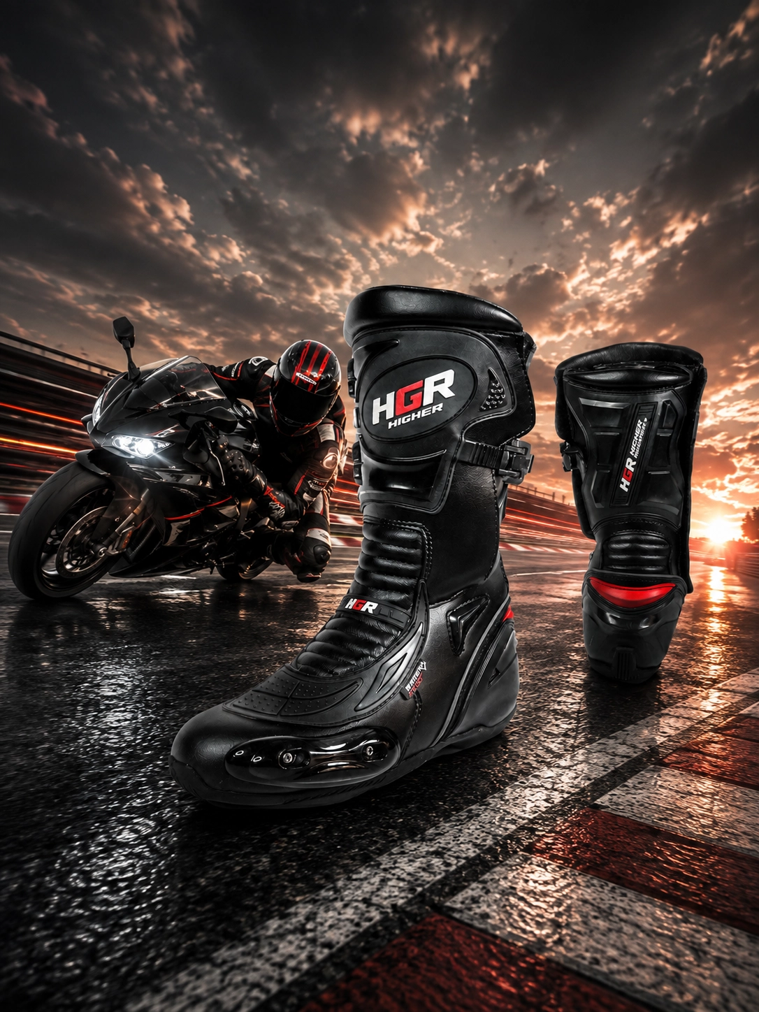 HGR Racing, bota para conducción deportiva en motocicleta