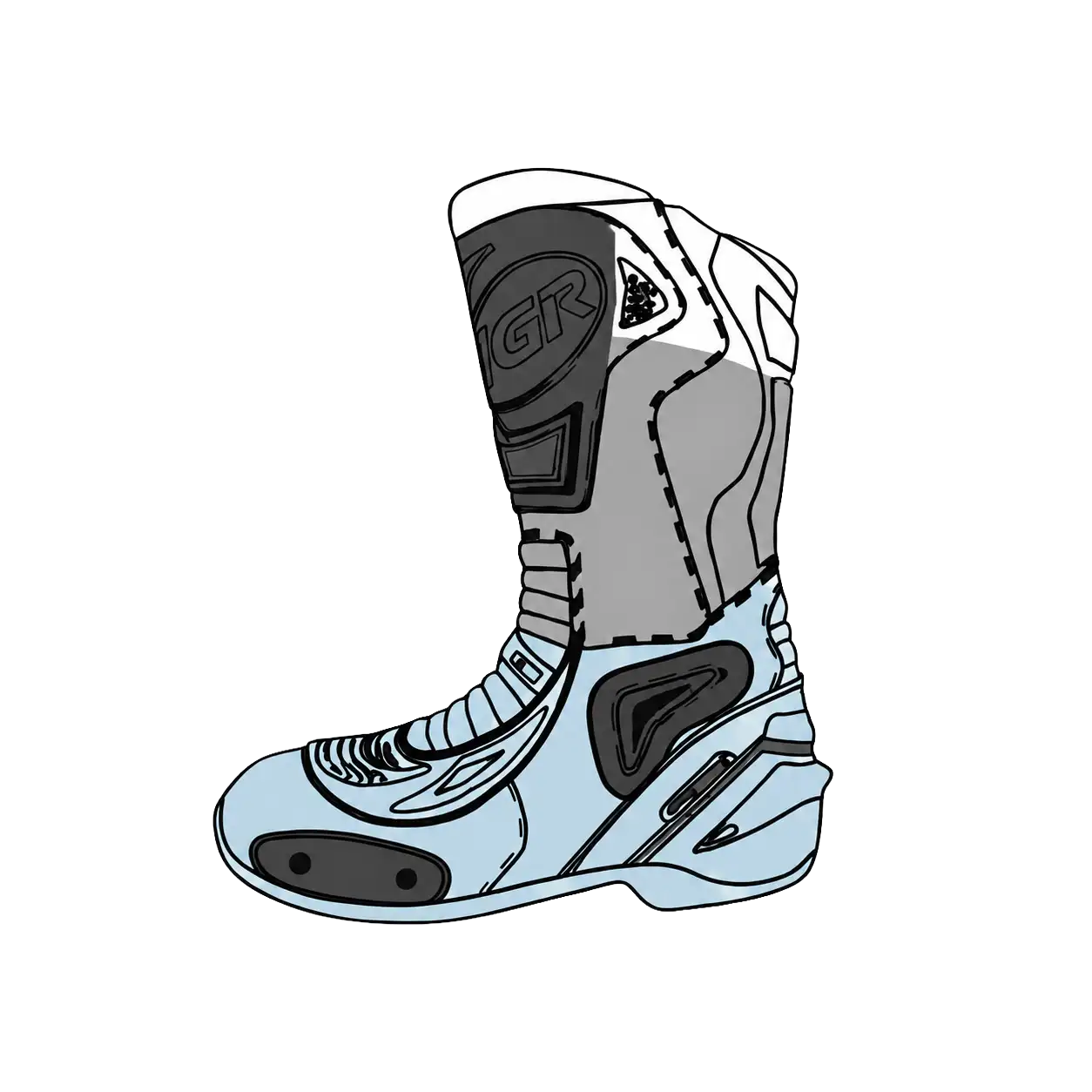 Bota Higher con zonas técnicas de protección, estructura, confort, agarre y membrana impermeable